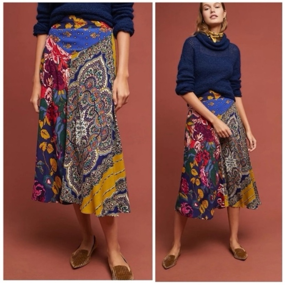 Anthropologie Multicolor Paisley A-Line Skirt